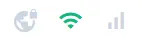 Pied de page de HAI-OS : icônes Wi-Fi, 4G et VPN indiquant l’état des liaisons